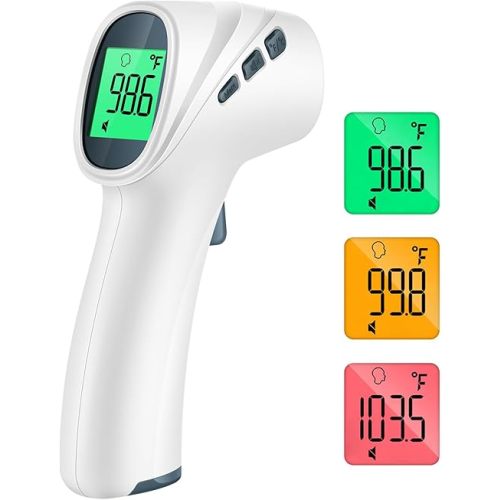Touchless Thermometer for Adults, Digital Infrared Thermometer Gun with Fever Alarm, Forehead and Object 2 in 1 Mode, Fast Accurate Results (Gray)