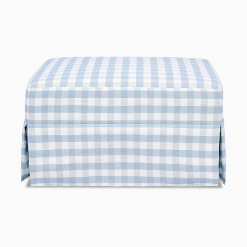 Namesake Crawford Gliding Ottoman - Blue Gingham