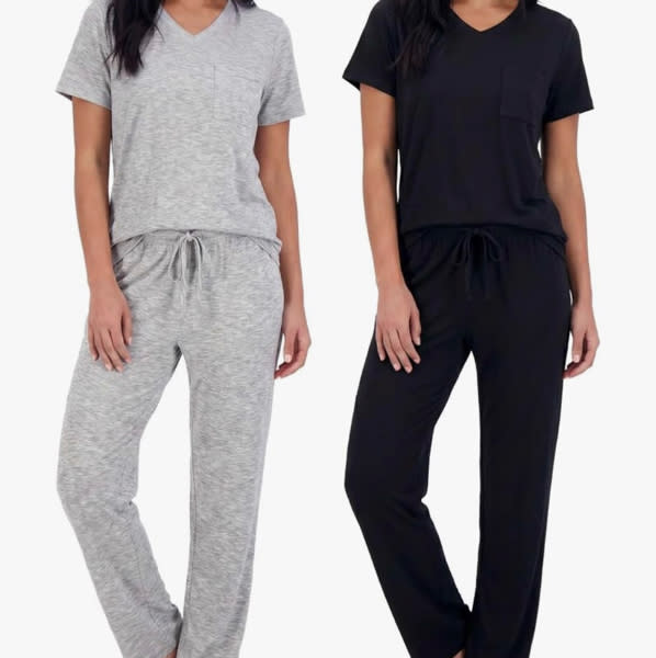 2 Pack Women's Pajama Sets Short Sleeve Sleepwear Comfy Cute Loungewear PJ