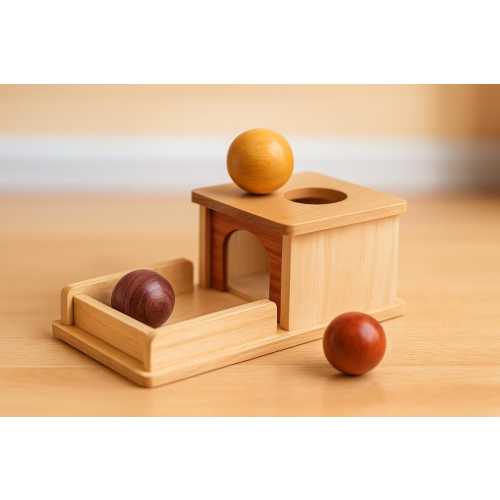 Montessori Wooden Object Permanence Box Toy for Babies Toddlers Natural Wood