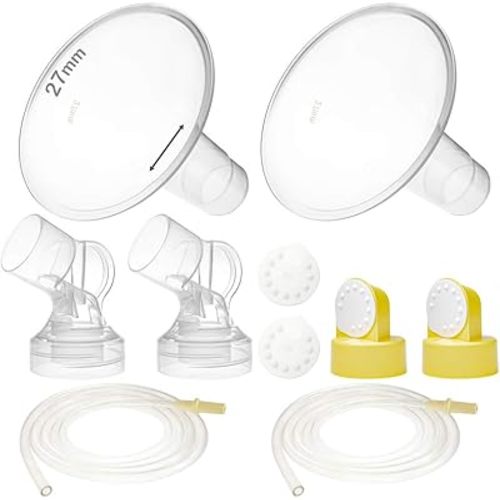 Nenesupply Pump Parts with 27mm Flanges Compatible with Medela Pump in Style Parts Accessories Breast Pump Not Original Medela Pump Parts Incl. 27mm Flange Breastshield Connector Valve Membrane Tubing