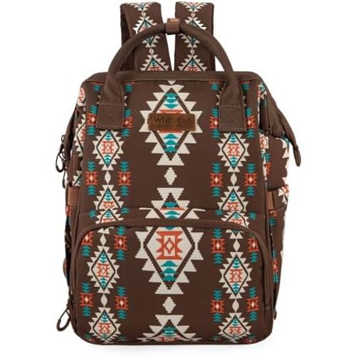 Montana West x Wrangler Aztec Travel Backpack Western Baby Bag Multi-Function Bags with Waterproof Insulated Pockets