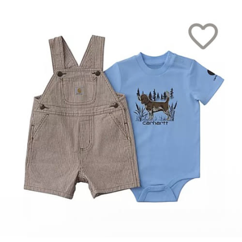Carhartt Infant Boys Short-Sleeve Bodysuit and Brown Stripe Shortall Set at Tractor Supply Co