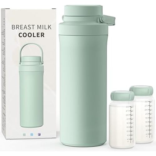 Xaproo 22oz Breast Milk Cooler Bottle, Portable Milk Cooler for Breastmilk with 360° Total Cooling for 24 Hours, Breastmilk Chiller with 2pcs Baby Bottles, Breastfeeding Essentials for Baby, BPA-Free