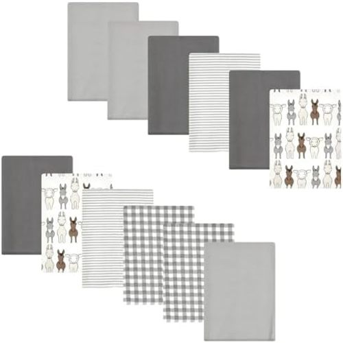 Luvable Friends Hudson Baby Flannel Burp Cloths 12pk Set