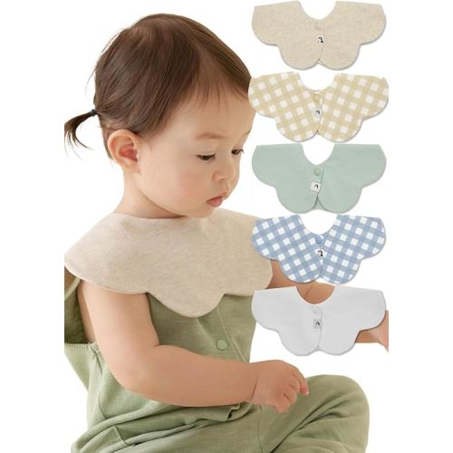 Konny Baby Bibs 5-Pack, 360 ° Rotate, Soft and Absorbent Bandana Drooling for Boys Girls baby Essentials