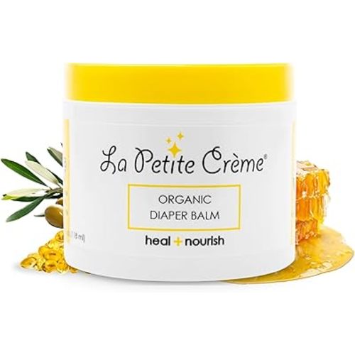 La Petite Creme French Organic Diaper Balm (4 oz) - Healing & Nourishing Diaper Cream - Gentle & Safe Liniment Baby Lotion - USDA Certified Organic - Baby Essentials for Newborn