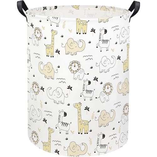 HIYAGON Baby Laundry Hamper Basket Baby Hamper for Nursery Boy and Girl Cute Kids Toys Storage Bin Organizer Animal Room Decor(Animals)