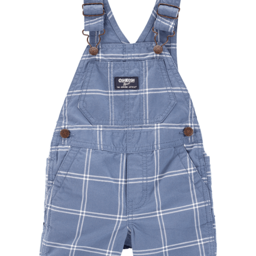 Blue Baby Plaid Shortalls - Blue | Carter’s Oshkosh Canada