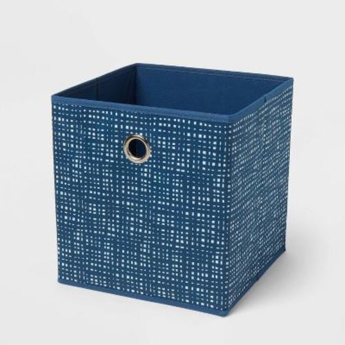 11" Fabric Bin Galaxy Blue Geometric - Room Essentials™: Square Storage Cube For Dorm Rooms, Folds Flat