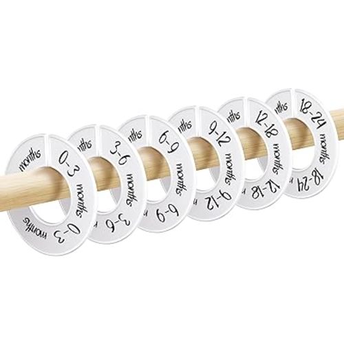 Pro Goleem Baby Closet Dividers Unisex Baby Closet Organizer for Nursery Baby Clothes Size Age Dividers Fits 1.5" Rod 6 PCS