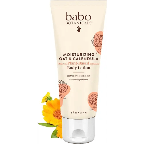 Babo Botanicals Moisturizing Oat & Calendula Body Lotion - for Dry or Sensitive Skin - for All Ages - Vegan - Lightly Scented - 1 or 2 Pack
