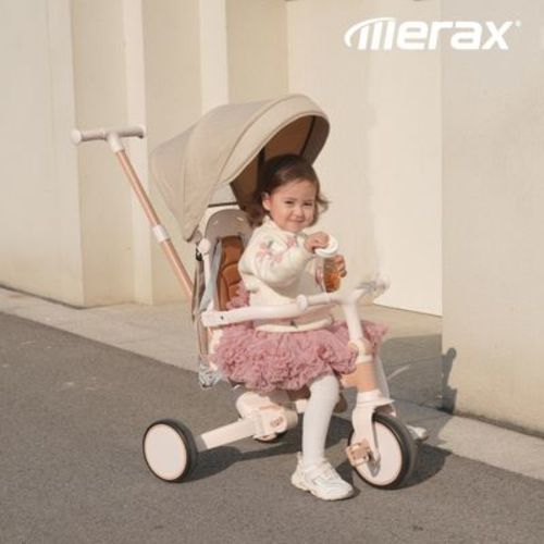 7-in-1 Foldable Toddler Tricycle With Adjustable Parent Handle, Removable Pedal, Canopy & Guardrail, Trike For Kids 12-72 Months, Blue - Merax