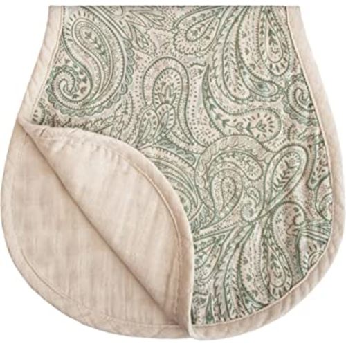 mushie Muslin Baby Burp Cloths | 100% Organic Cotton, Set of 2 (Green Paisley/Fog)
