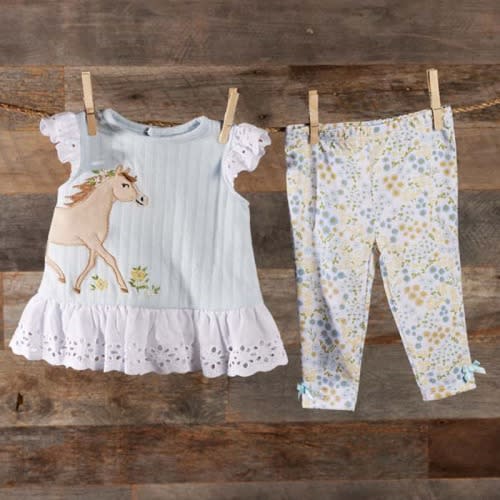 Infant Knit Horse Applique Top and Leggings Set