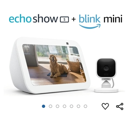 Echo Show 5 (3rd Gen) with Blink Mini | Glacier White