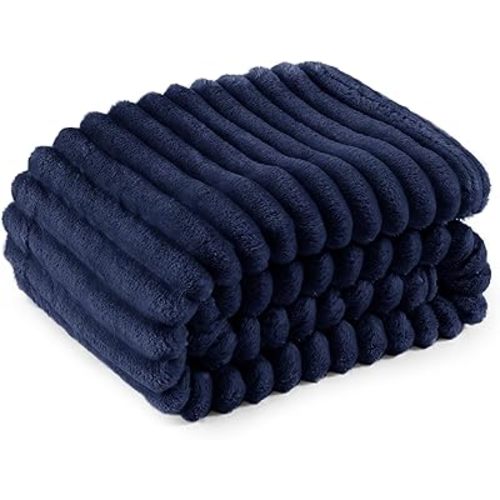 Bedsure Blue Fleece Blanket for Couch - GentleSoft Cozy Soft Blankets for Women, Cute Small Throws for Girls, 50x60 Inches