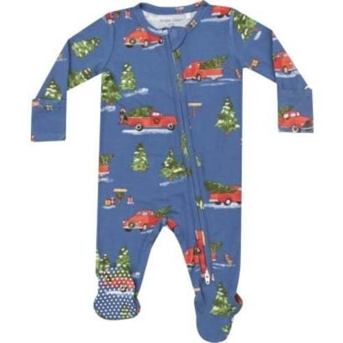 Vintage Red Truck 2 Way Zipper Footie, Blue - Angel Dear | Maisonette