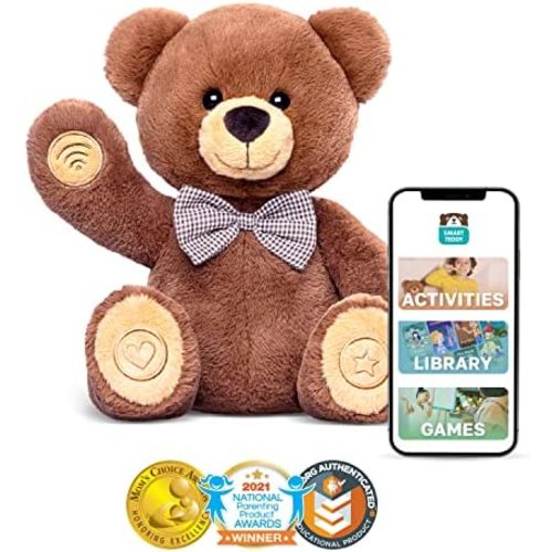 Smart Teddy Bear, Talking Teddy Bear for Kids, Interactive Bear Plush Toy, Storytime Toy & ABC Learning for Toddlers, Learning & Education Toy, Best Gift for 3 4 5 6 Years Old Boys & Girls