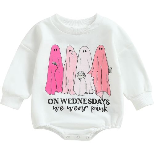 Infant Baby Boy Girl Halloween Clothes Long Sleeve Crew Neck Sweatshirt Romper Letter Pumpkin Bodysuit Outfits