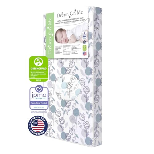 Dream On Me Floral Dreams Firm Fiber Baby Crib Mattress, Greenguard Gold and JPMA Certified, Fits All Standard Cribs and Toddler Beds, Waterproof Sleep Surface & Machine Washable Cover