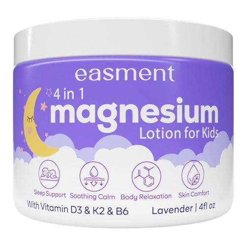 Magnesium Lotion for Kids Sleep & Calming: Gentle Lavender & Chamomile Blend with Vitamins D3, K2 & B6 – Soft Daily Cream for Babies, Toddlers & Children (4 Fl Oz (Pack of 1))