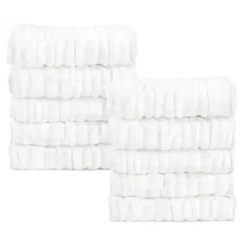 AIDEA Baby Washcloths-10 Pack, Soft Muslin Baby Towels, 100% Cotton Baby Bath Face Towels, Super Absorbent Wash Coths for Newborn Essentials -White-10"x10"