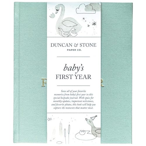 Baby First Year Book (Sage Green,112 Pages) - Heirloom Keepsake Baby Memory Book to Record Important Milestones, Photos & More - Baby Journal Book