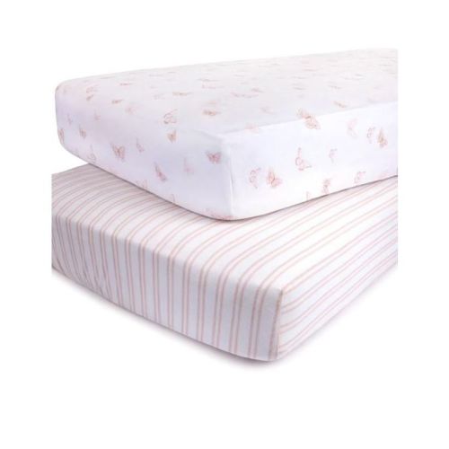 Ely's & Co. Fitted Crib Sheet 100% Combed Jersey Cotton Pink for Baby Girl