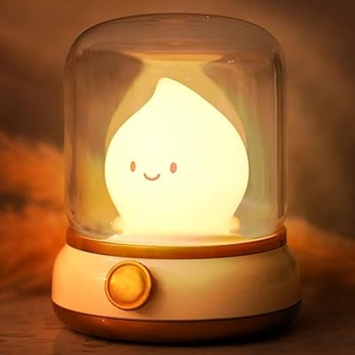Cute Flameless Candles Lamp, Kids Night Light,Candle Warmer Lamp,Decor,Adjustable Dimmable Rechargeable Night Light for Kids,Girls,Teenager Bedroom