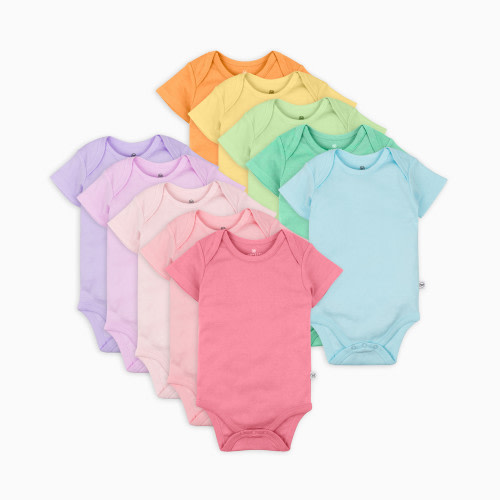 Honest Baby Clothing 10-Pack Organic Cotton Short Sleeve Bodysuits - Rainbow Pinks, 0-3 M, 10