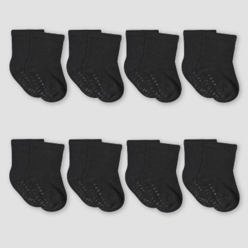 Gerber Baby 8pk Wiggle Proof Socks, Color: Black, Size: 0-6M