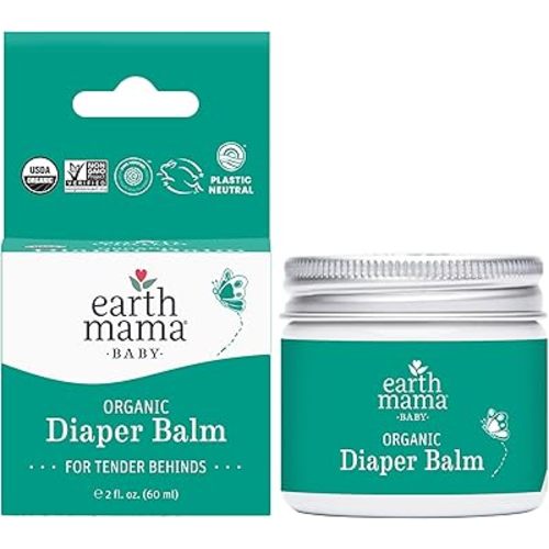 Earth Mama Organic Diaper Balm | Diaper Cream with Calendula | Calm Skin Baby Essentials for Diaper Bag |Multipurpose Baby Ointment, 2-Fluid Ounce