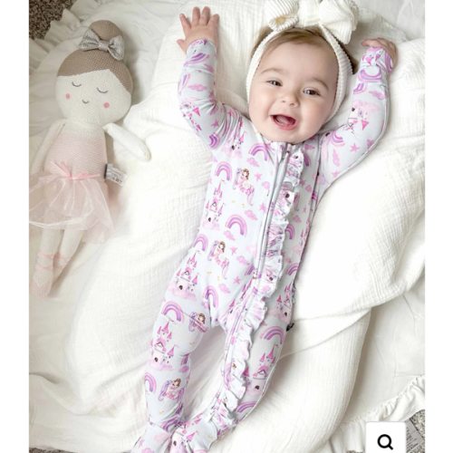 Vivian Ruffled Zippered Footie 3-6