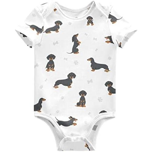 vvfelixl Baby Girls' Bodysuits Black Pug White Short Sleeve Cotton Baby Clothes For Girls 0-24 Months