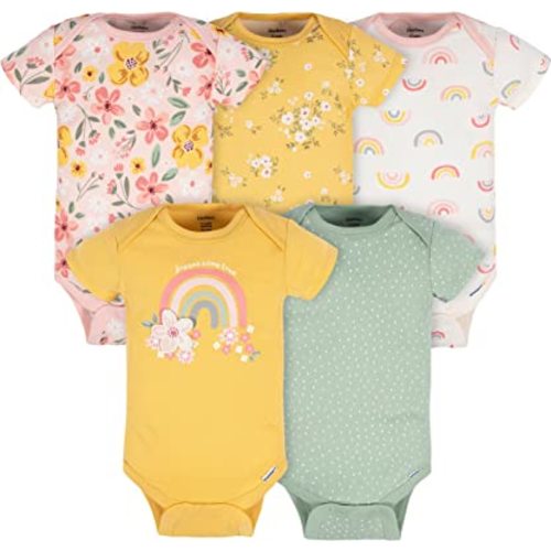 Gerber Baby-Girls 5-Pack Short Sleeve Variety Onesies Bodysuits