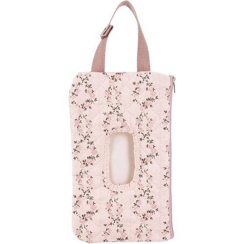 HIBEAR Quilted Diaper Wipe Pouch Portable Mommy Bag Refillable Floral Baby Wipe Holder for Travel Stroller Daily Casual (red-)