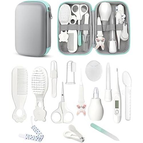 Baby Healthcare and Grooming Kit, Safety Newborn Nursery Baby Care Kit, with Hair Brush Comb, Nail Clipper, Thermometer, Pacifier Clip, Baby Registry Search, Baby Girl Boy Newborn Essentials