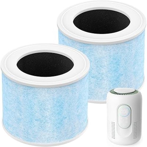 4-in-1 Air Filter Compatible with Momcozy Nursery Air Purifier, H13 True HEPA Filter with Activated Carbon, 2 Pack