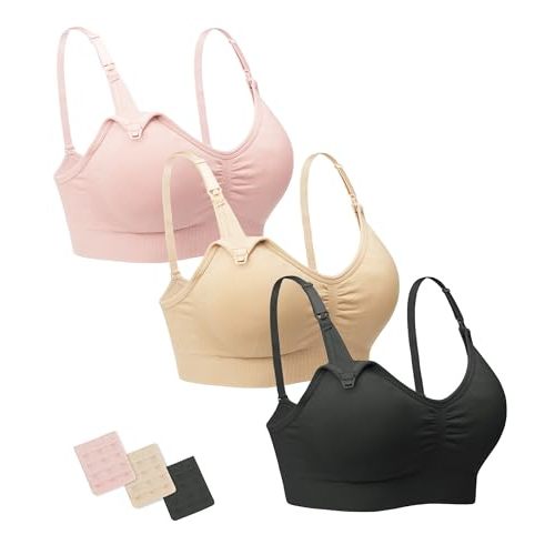 Stelle Nursing Bras Maternity Bra for Breastfeeding Pregnancy Wireless Bralette with Pads, Extenders & Clips