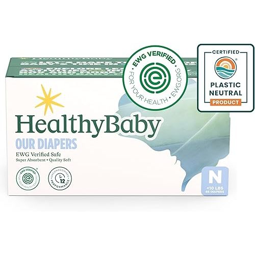 Our Newborn Diapers | EWG Verified Safe & Plant-Based Diapers | Absorbent for Leak Protection | Soft Organic Cotton Shell | Chlorine-Free Diaper for Sensitive Skin | Size N (66 Diapers)