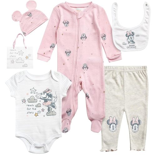 Disney Newborn Baby Boys Girls 7 Piece Layette Gift Set: Mickey Mouse, Winnie the Pooh & Minnie Mouse, 0-6M
