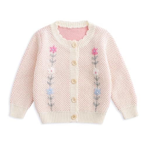 Simplee kids Baby Sweater Cardigan Jacquard Cable-Knit Spring Coat Long Sleeve Cardigan for Baby Girl