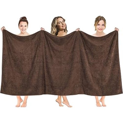 American Soft Linen Oversized Bath Sheet 40x80 Extra Large for Bathroom, 600 GSM 100% Cotton Turkish Jumbo Bathsheet Towels for Adults, Brown Bath Sheet