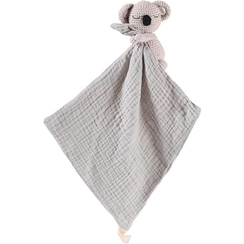Handmade Crochet Koala Baby Blanket - an Adorable Educational Plush Doll and Baby Rattle, Perfect as a Soothing Teddy Bear for Your Little Ones.