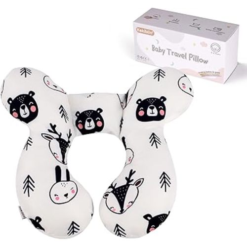 KAKIBLIN Baby Travel Pillow, Baby Pillow for Head and Neck, Upgraded Baby Support Pillow, Baby Neck Pillows for Car Seat,Pushchair,Travel(Bear)