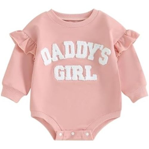 FYBITBO Daddys Girls Baby Clothes Newborn Oversized Sweatshirt Romper Long Sleeve Onesie Valentines Day Baby Girl Outfits