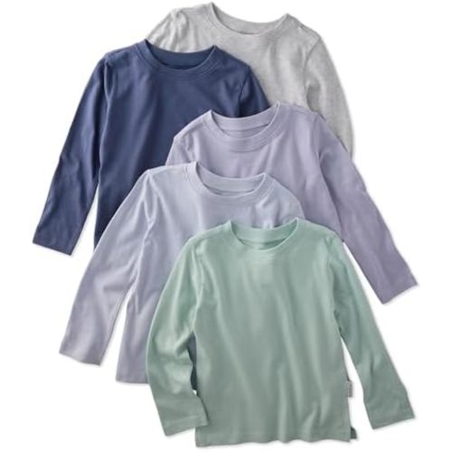 Butterblu London 5-Pack Toddler Long Sleeve T-Shirts 100% Organic Cotton for Toddler Boys and Girls