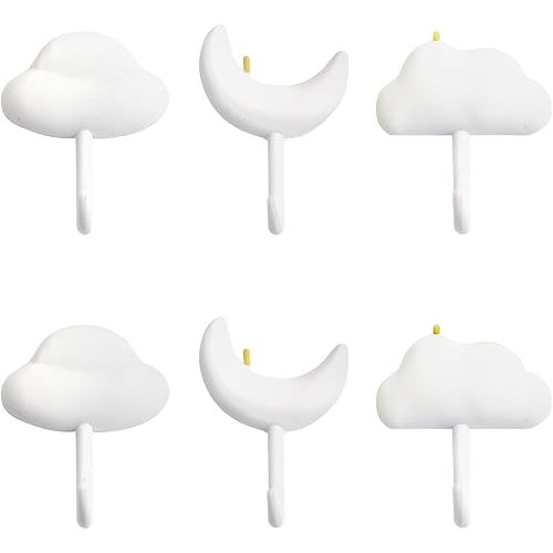 MOROBOR Star Cloud Decorative Hooks,6pcs Wall Entryway Hanger Wall Mount Key Hooks Adhesive Hooks for Living Room Bedroom Kids Room Nursery Decor