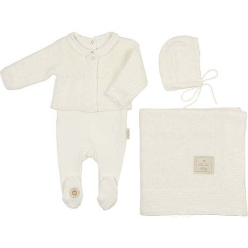 Collared Coordinate Knit Hat Ivory - Mon Tresor Bebe | Maisonette
